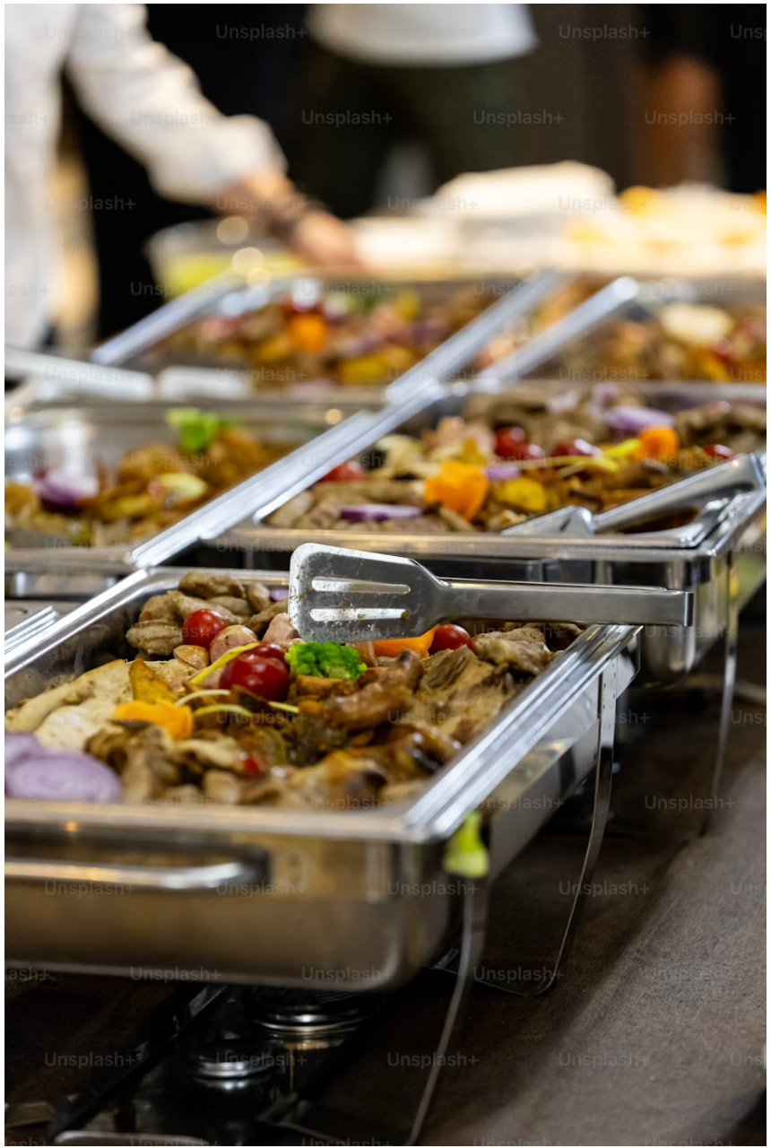 Catering buffet setup at an event